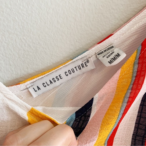 Colourful La Classe Couture Striped Shift Dress Shoulder Ties - Picture 5 of 7